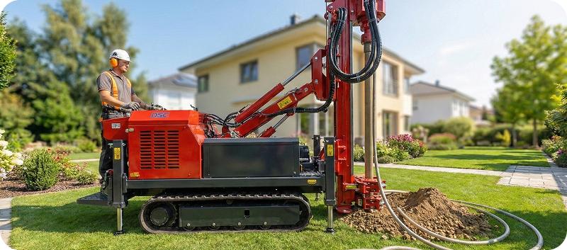 Brunnenbau Bohrmaschine im Einsatz